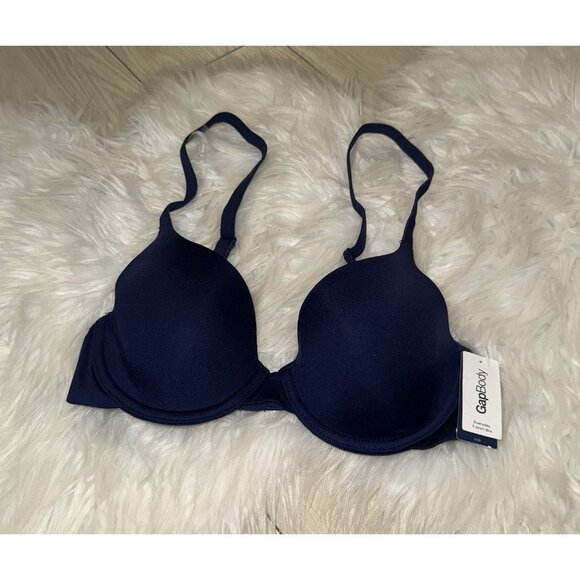 Gap Body Everyday T-Shirt Bra Lined Underwire Womens 32B Blue New Nwt - Picture 1 of 6